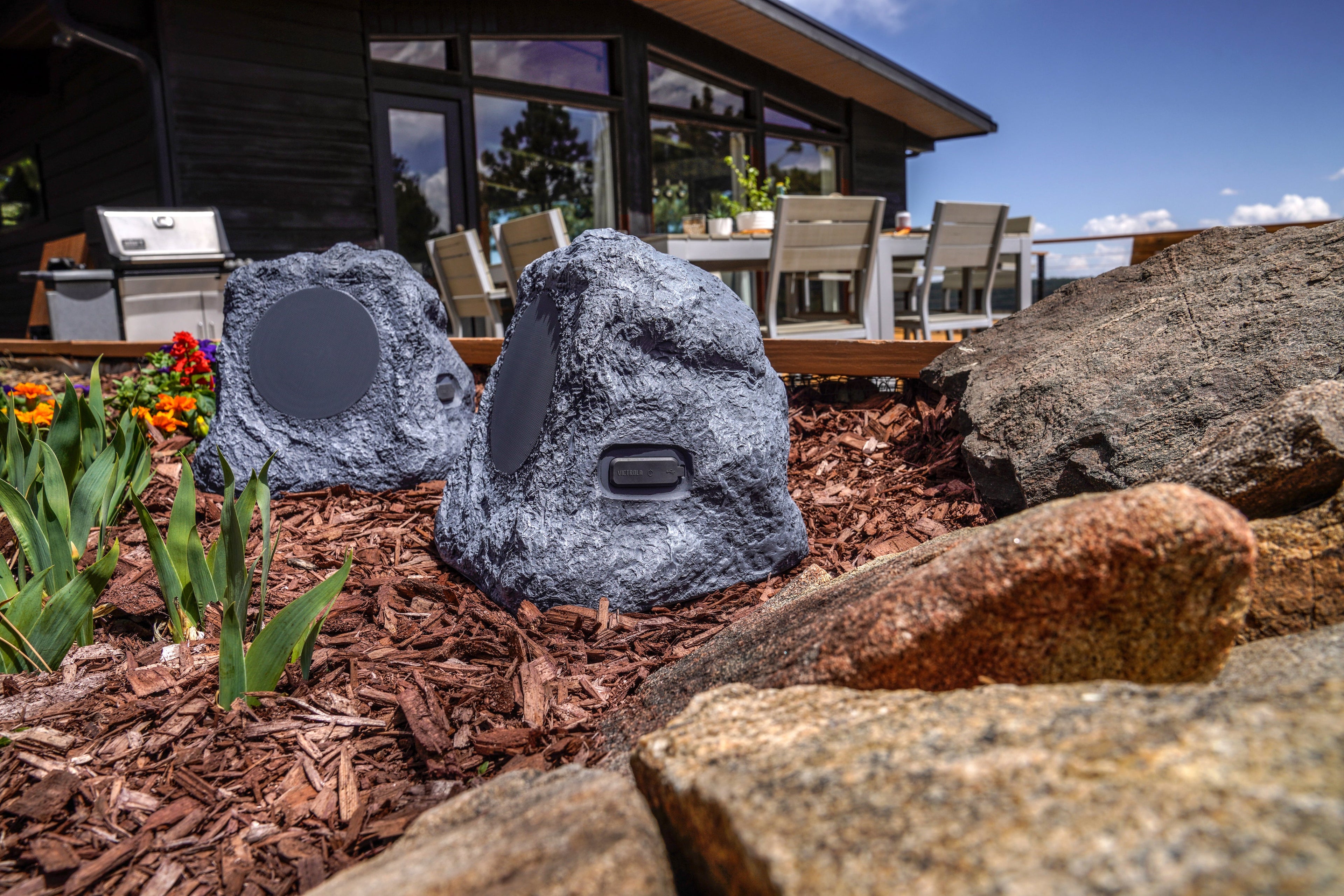 Wireless Rechargeable Bluetooth® Outdoor Rock Speakers
