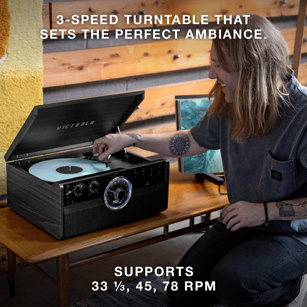 Empire 6-in-1 Wood Record Player