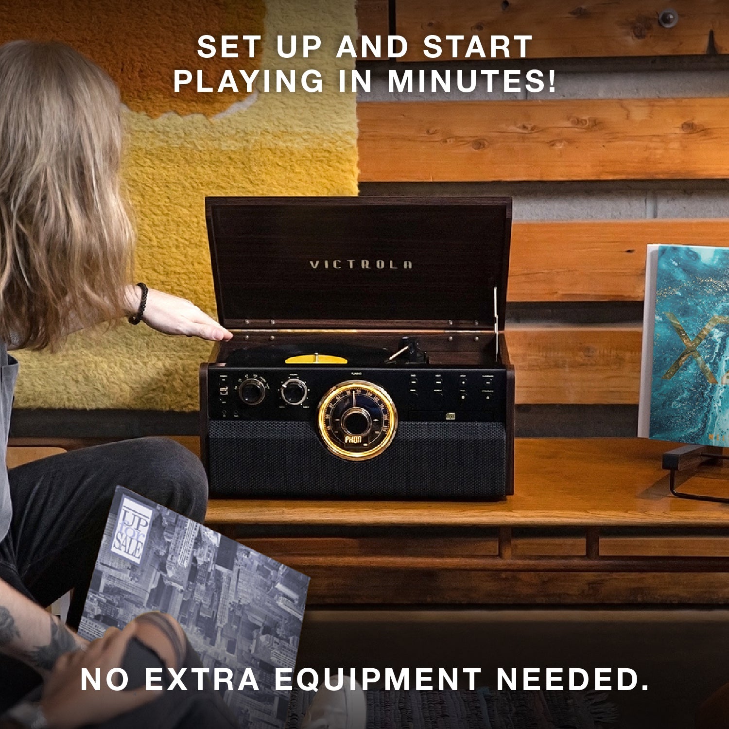 Empire 6-in-1 Wood Record Player