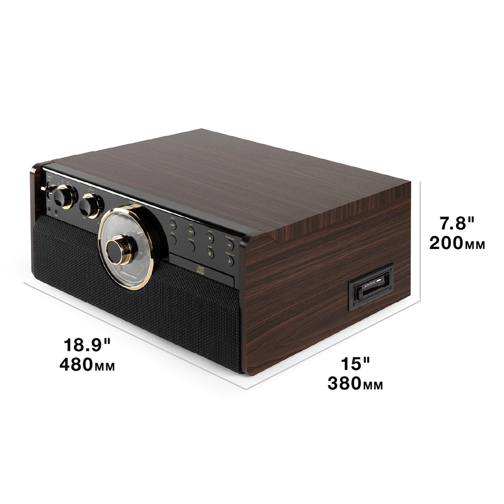 Empire 6-in-1 Wood Record Player