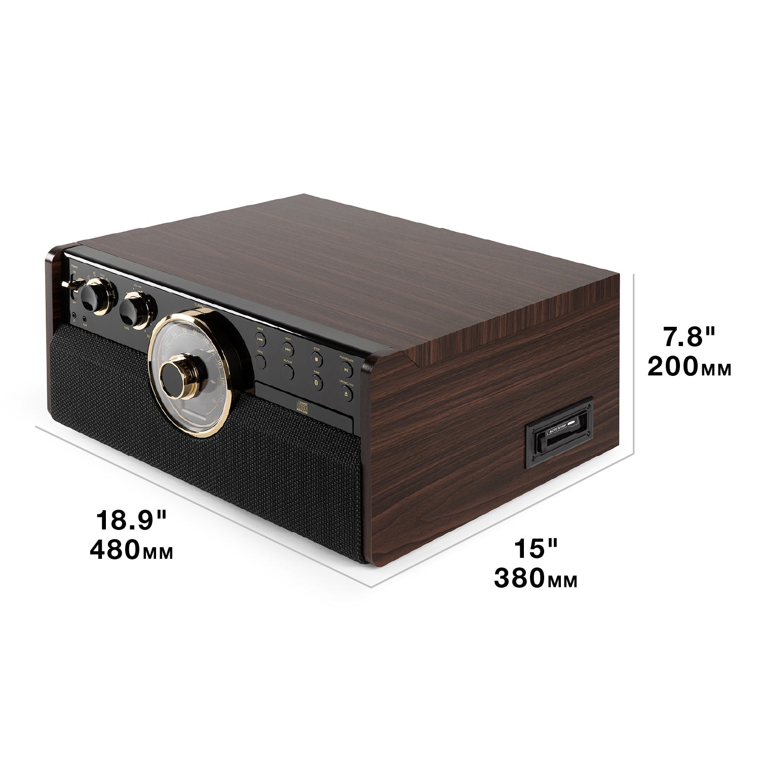 Empire 6-in-1 Wood Record Player