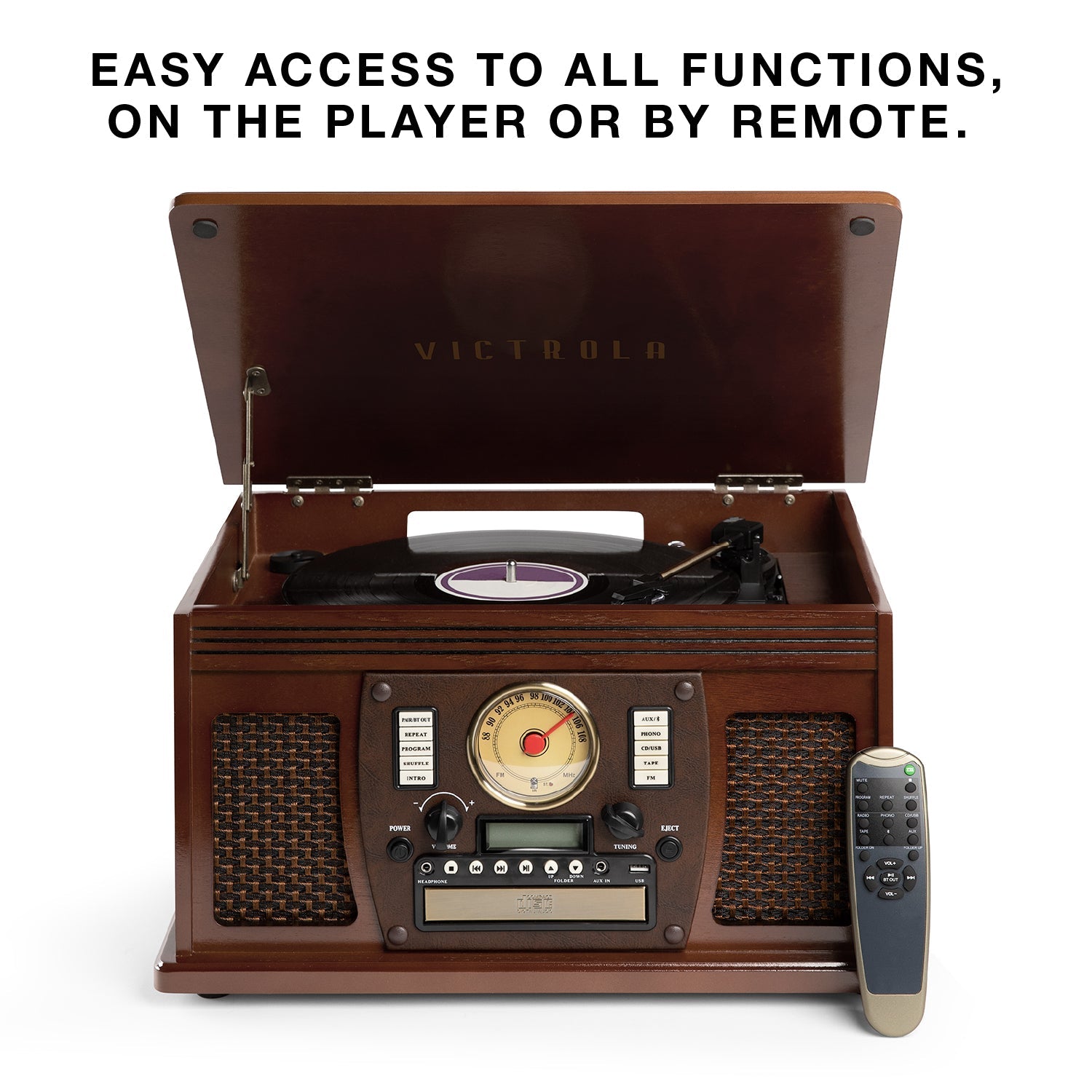 Navigator 8-in-1 Wood Record Player