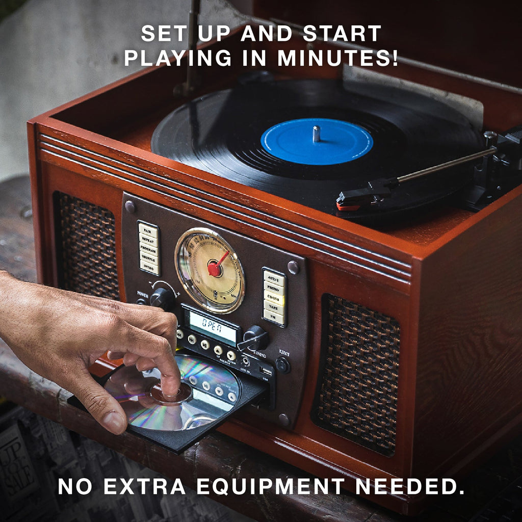 Navigator 8-in-1 Wood Record Player