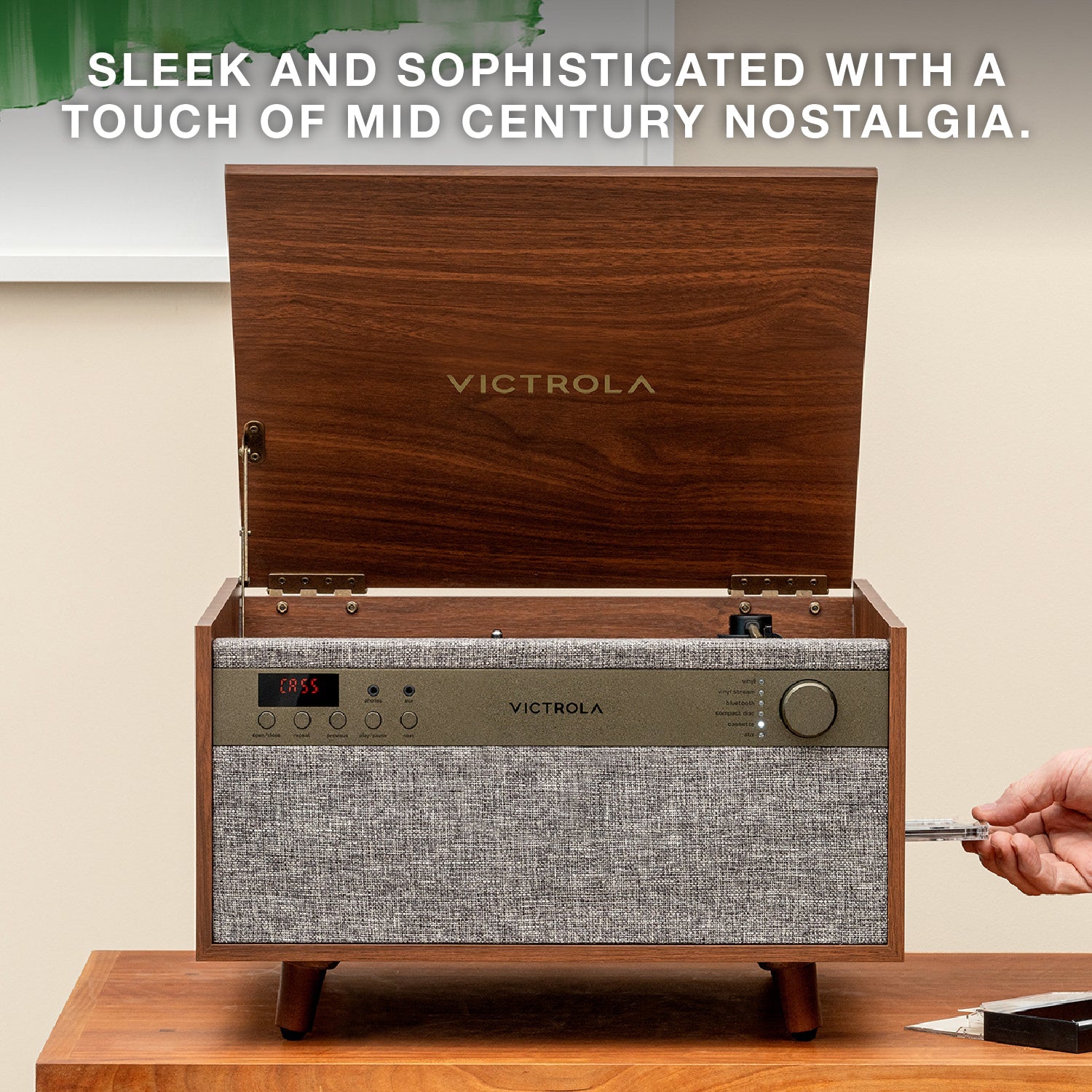 Century 6-in-1 Wood Record Player
